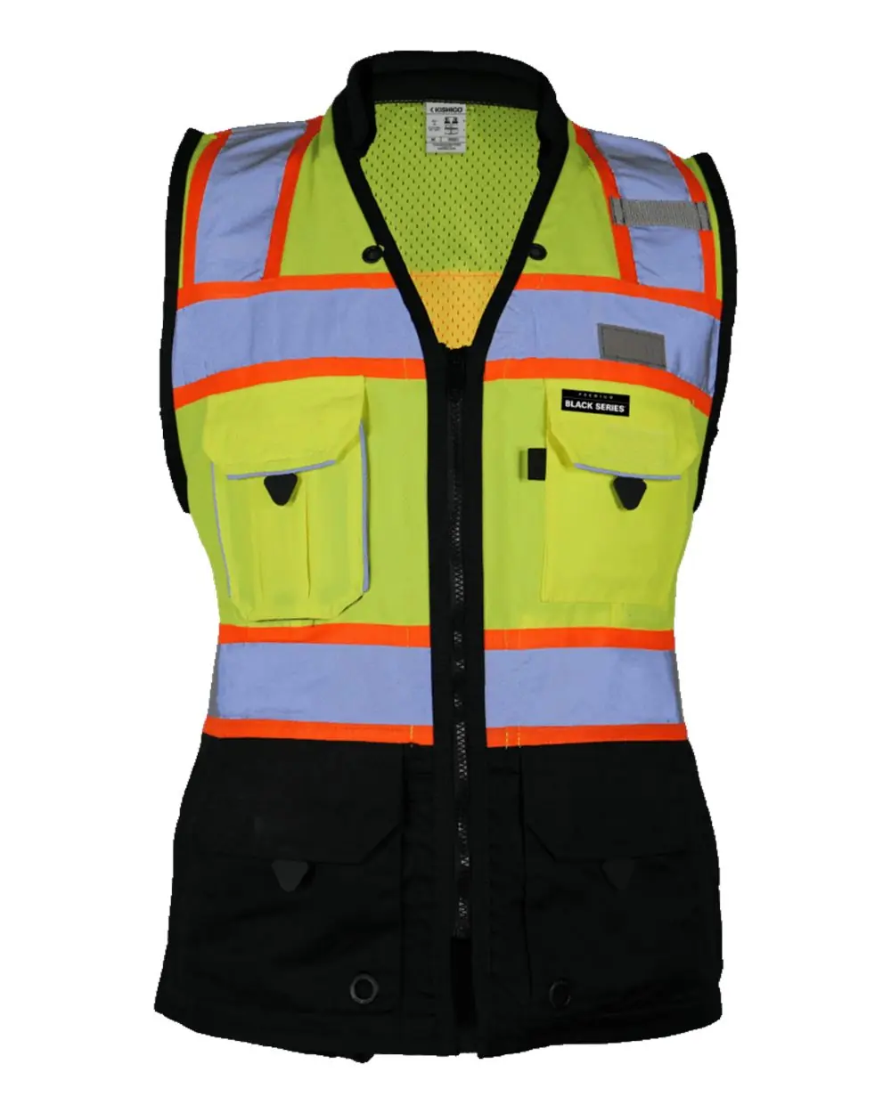 Kishigo Women's Premium Black Series® Heavy Duty Surveyors Vest in Lime