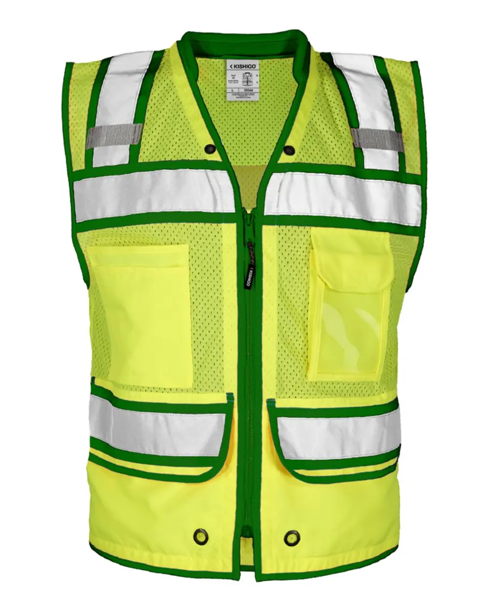 Kishigo Men's Color Contrast High Performance Surveyors Vest in Lime/ Green - S5044