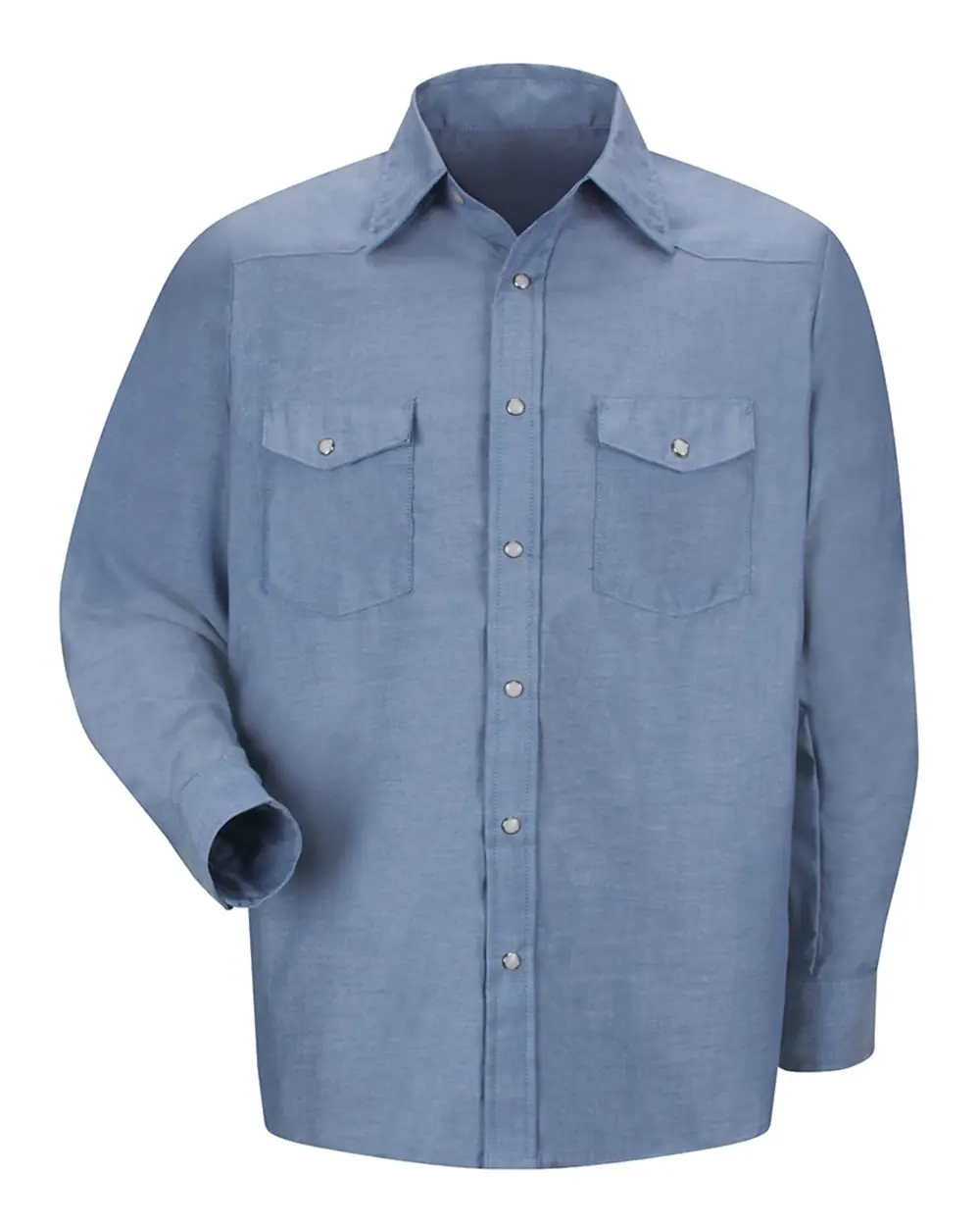 Red Kap Men's Tall Deluxe Western Style Long Sleeve Shirt in Light Blue