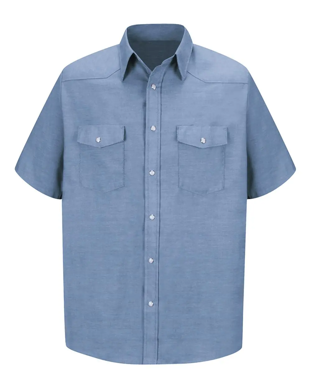 Red Kap Men's Tall Deluxe Western Style Short Sleeve Shirt in Light Blue