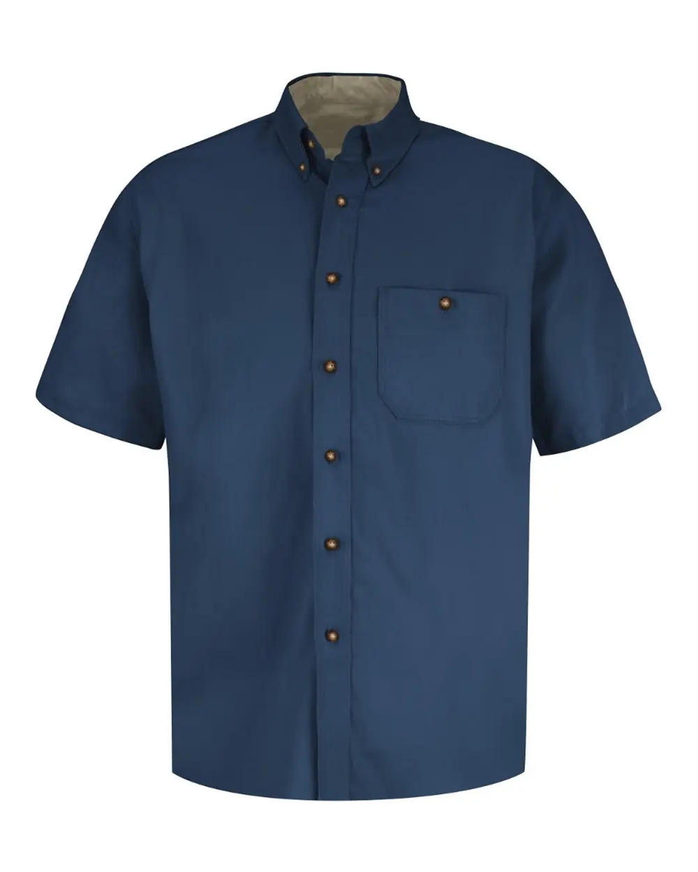 Red Kap Men's Short Sleeve 100% Cotton Dress Shirt in Navy