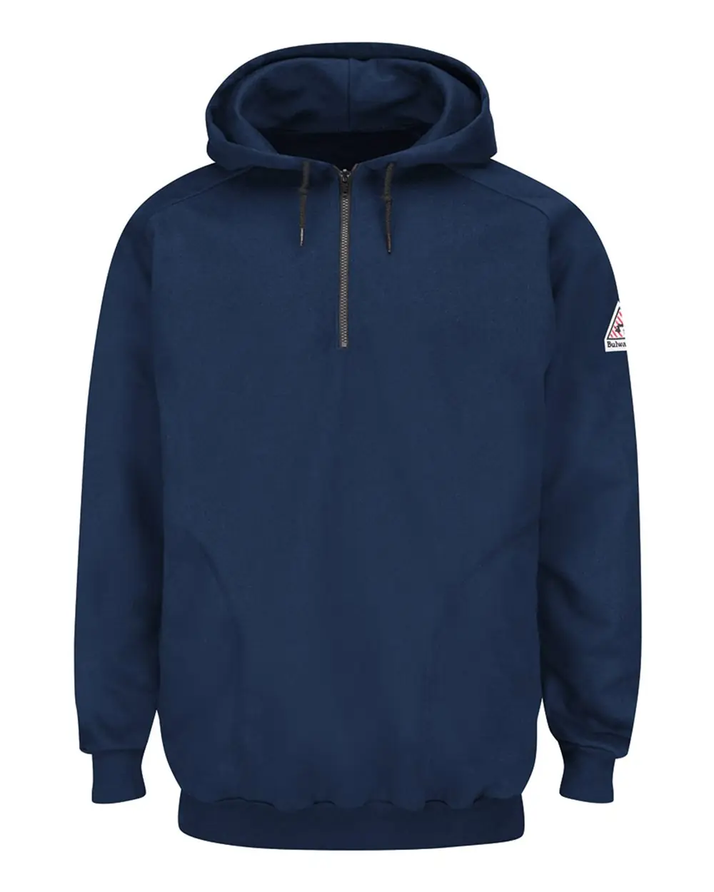 Bulwark Men's Flame Resistant Quarter-Zip Hooded Sweatshirt in Navy