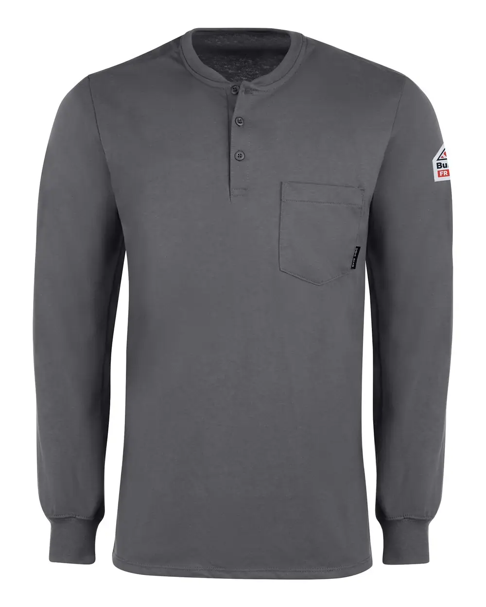 Bulwark Men's Long Sleeve Tagless Henley Shirt