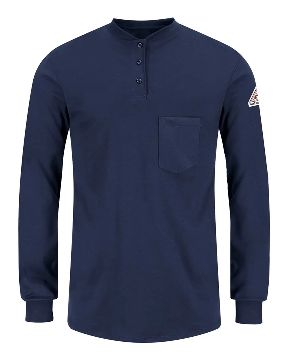 Bulwark Women's Long Sleeve Tagless Henley Shirt in Navy