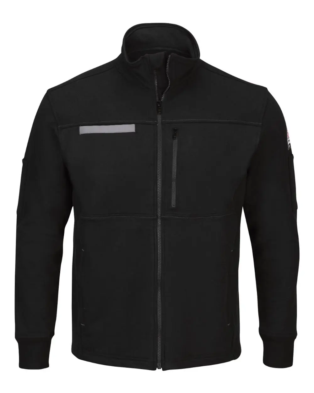 Bulwark Men's Zip Front Fleece Jacket-Cotton /Spandex Blend in Black