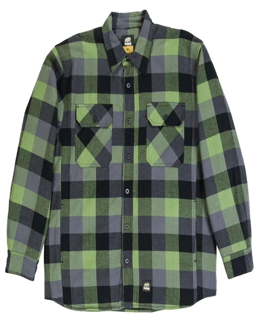 Berne Apparel Men's Tall Timber Flannel Shirt Jacket in Plaid Green