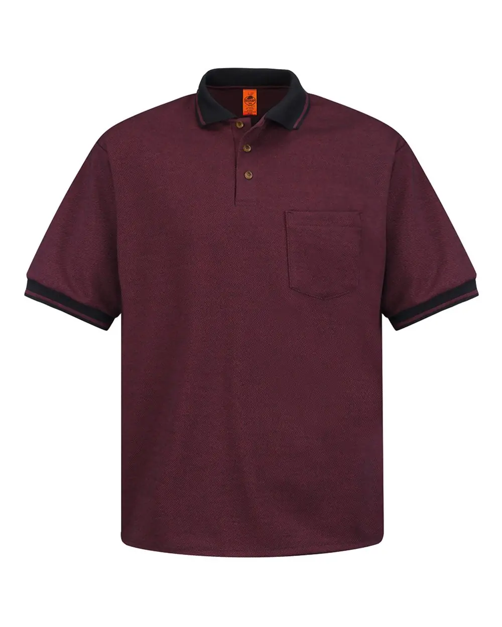 Red Kap Men's Performance Knit Twill Shirt in BR-Burgundy/ Black