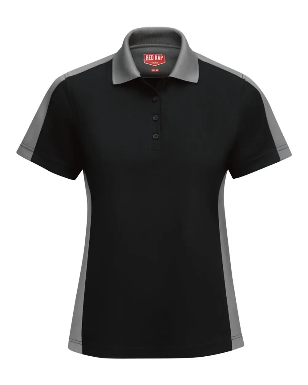 Red Kap Women's Performance Knit Two-Tone Polo in Black/ Charcoal