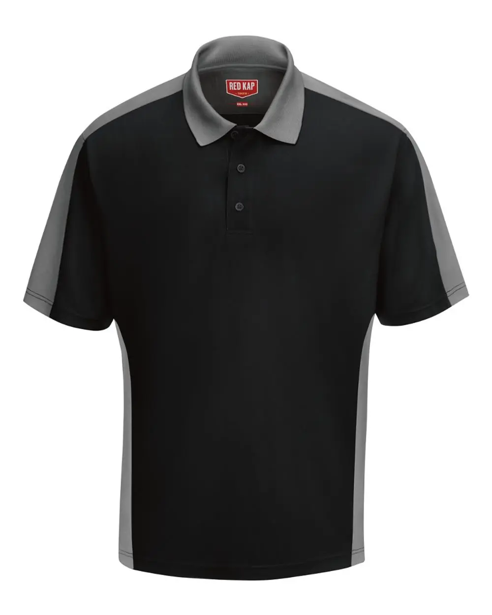 Red Kap Men's Performance Knit Two Tone Polo in Black/ Charcoal