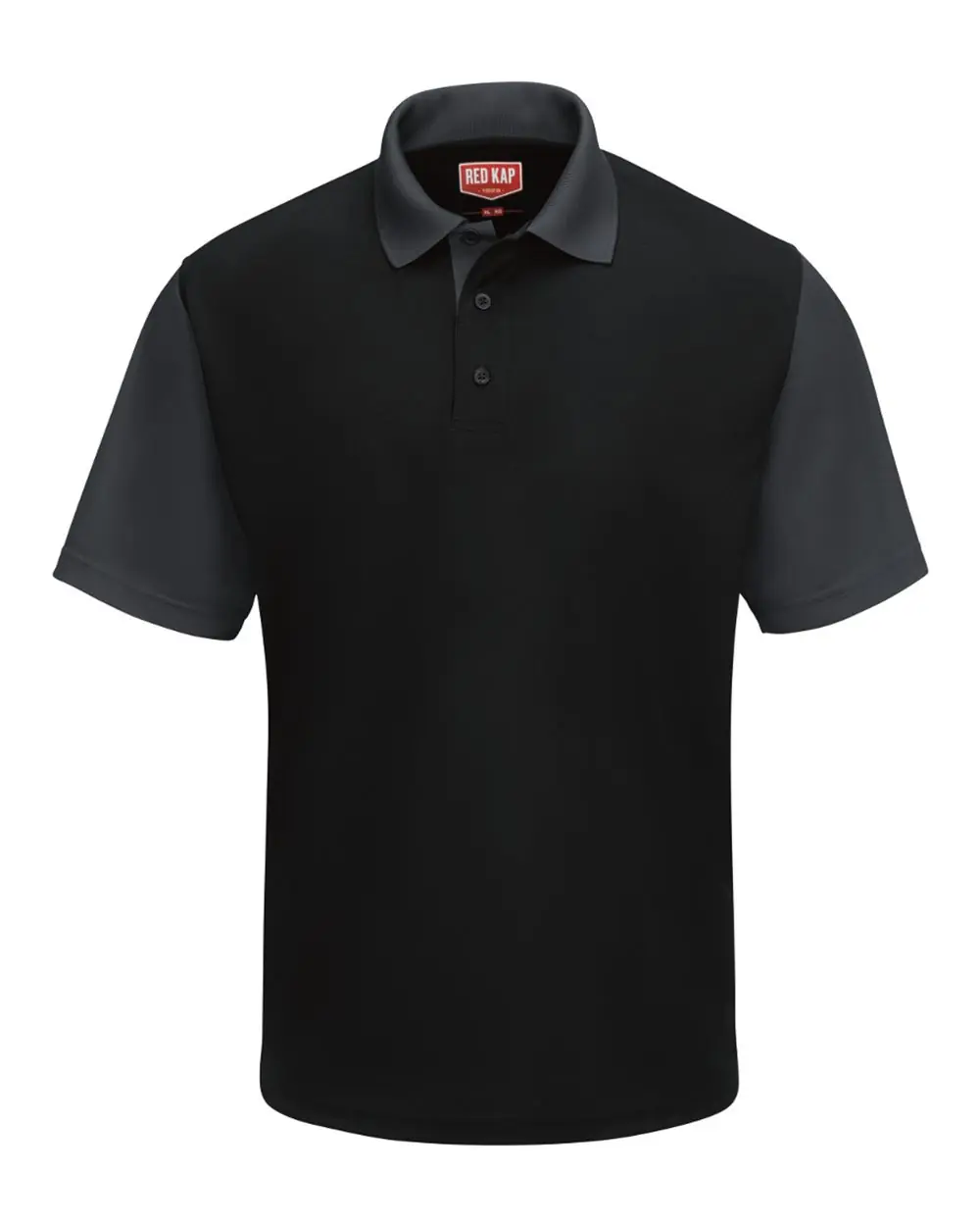Red Kap Men's Performance Knit Color-Block Polo in Black/ Charcoal