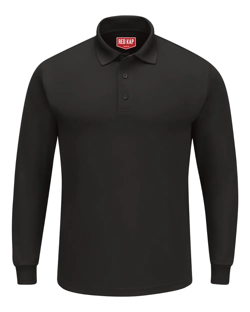 Red Kap Men's Long Sleeve Performance Knit Polo in Black