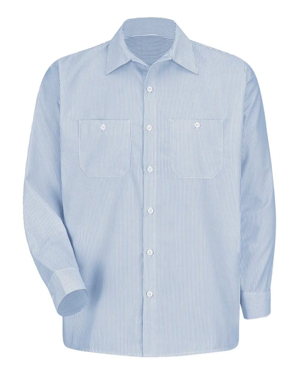 Red Kap Men's Tall Industrial Stripe Work Shirt in WB-Blue/ White