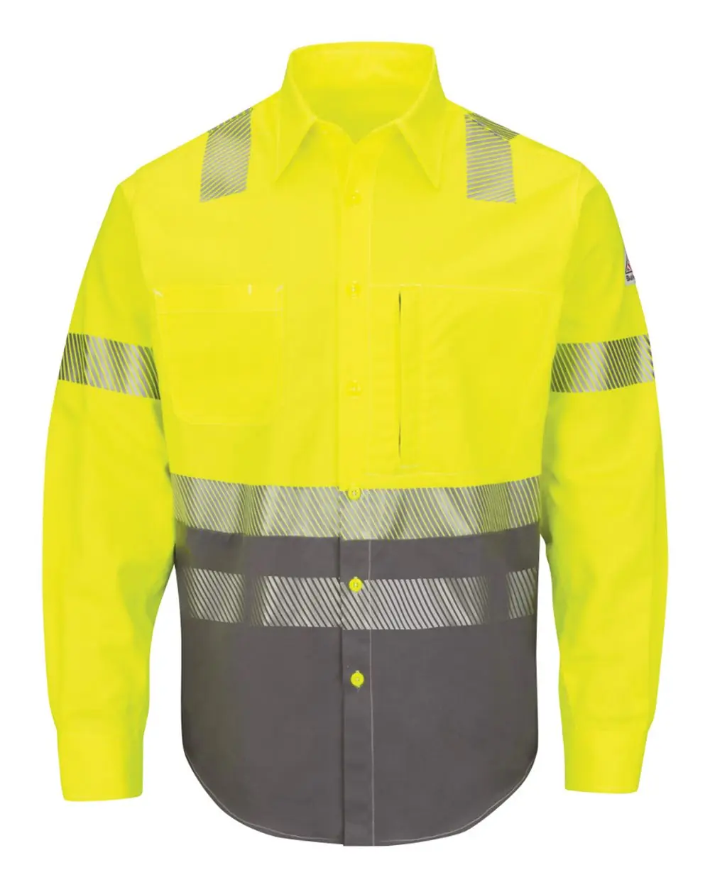 Bulwark Men's Hi-Visibility Color Block Uniform Shirt - EXCEL FR® ComforTouch® - 7 oz.