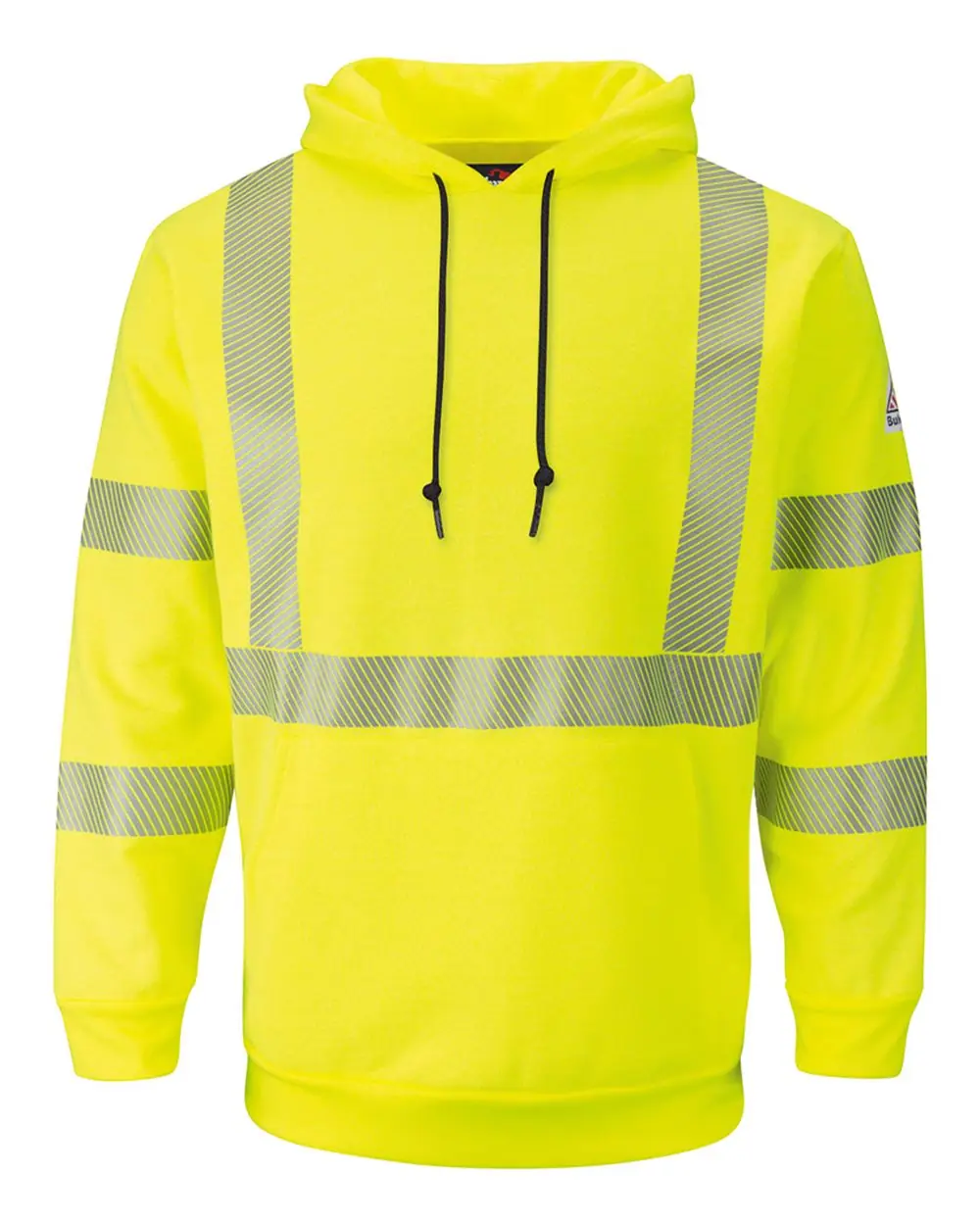 Bulwark Men's Hi-Visibility Hooded Sweatshirt in HV-Fluorescent Yellow/ Green
