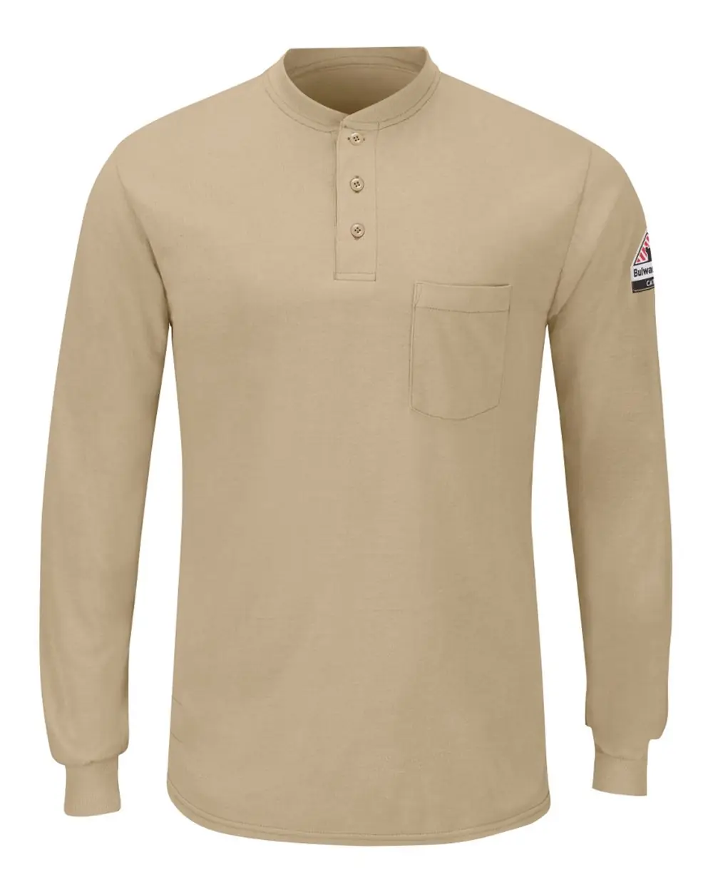 Bulwark Men's Tall Long Sleeve Henley in Khaki