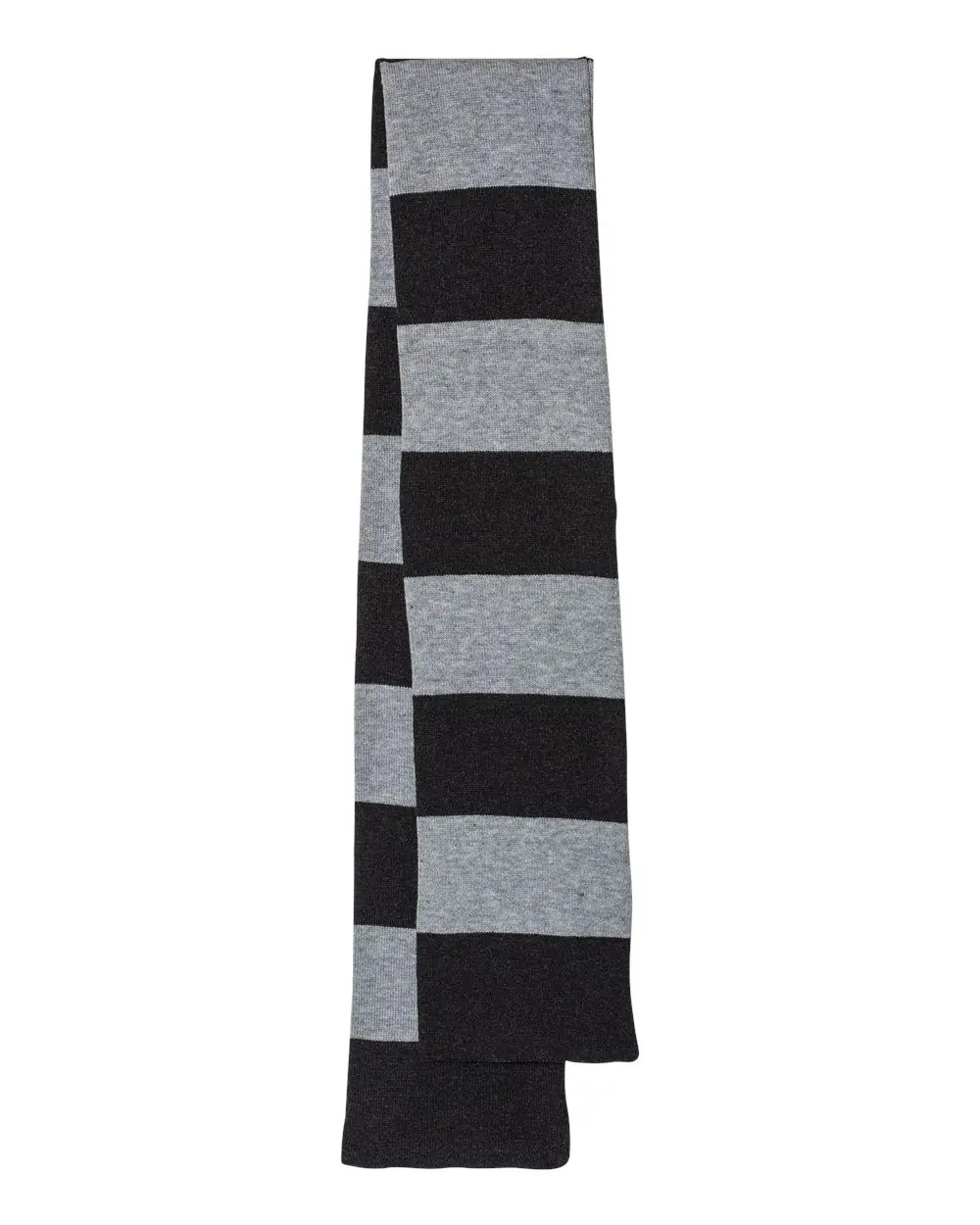 Sportsman Rugby-Striped Knit Scarf in Heather Black/ Heather Grey