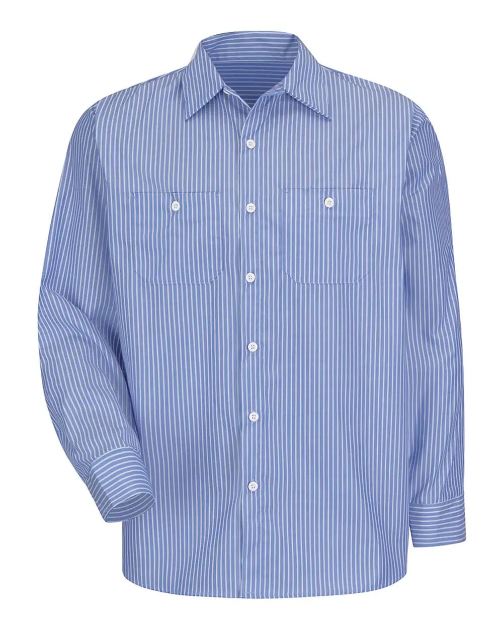 Red Kap Men's Tall Premium Long Sleeve Work Shirt in Blue/ White Stripe