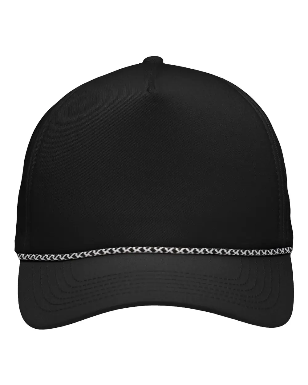 Sportsman Five-Panel Rope Heritage Fit Cap in Black