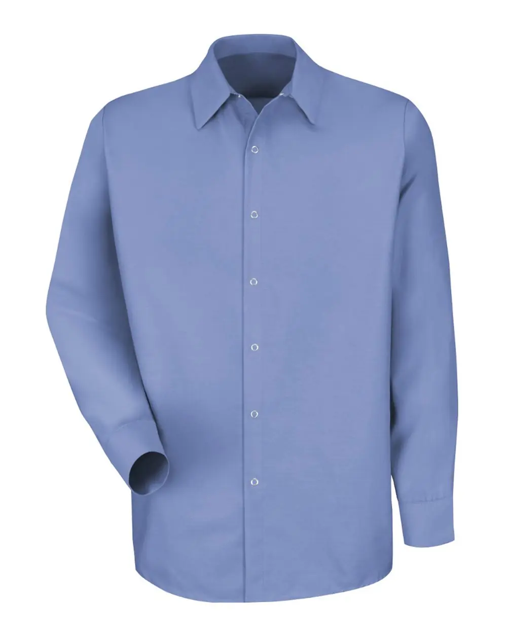Red Kap Men's Specialized Pocketless Poplin Long Sleeve Work Shirt in Light Blue