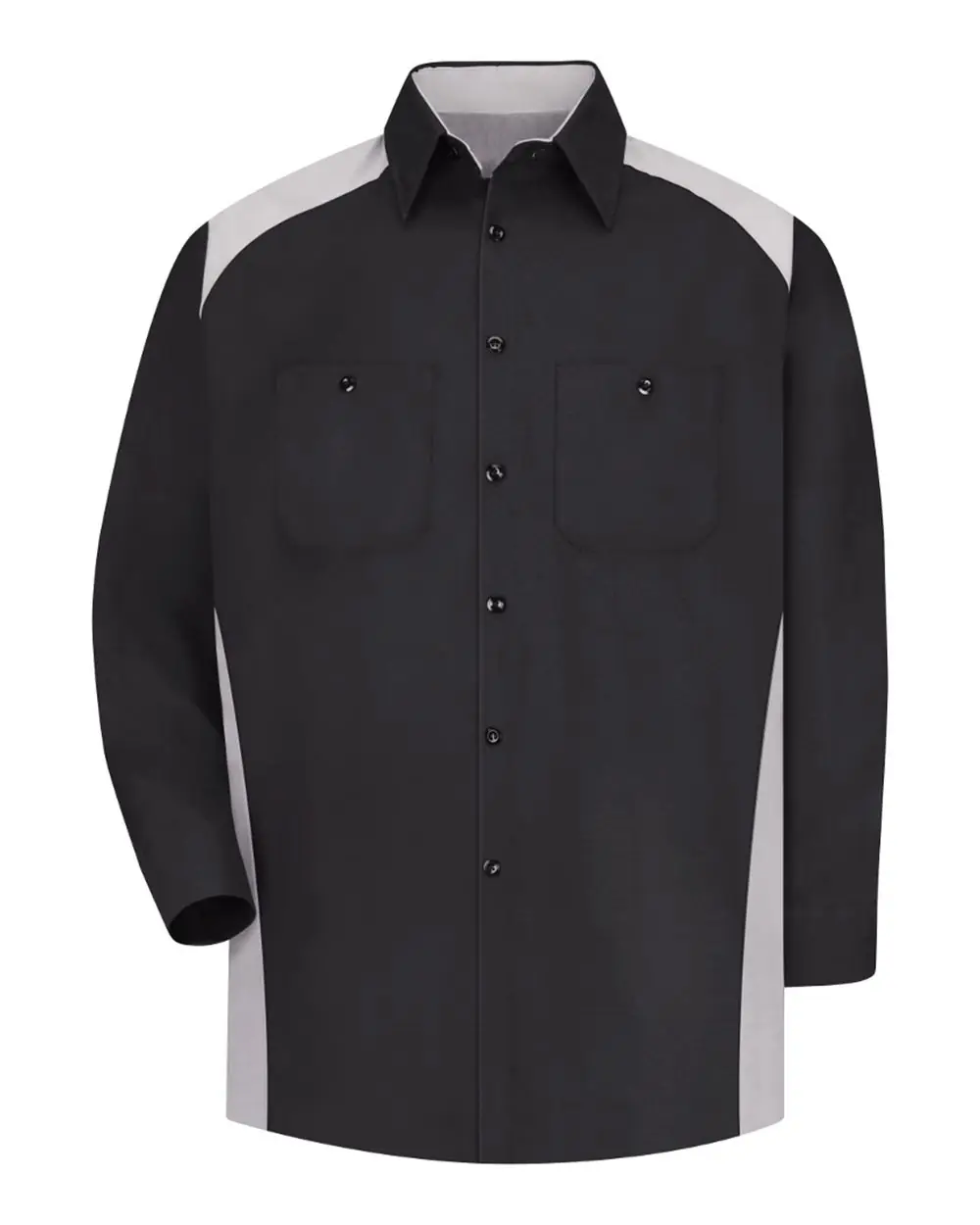Red Kap Men's Motorsports Shirt in Black/ Silver