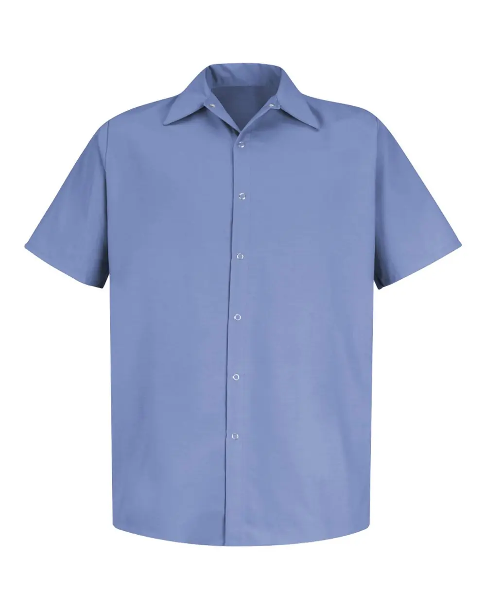 Red Kap Men's Specialized Short Sleeve Pocketless Work Shirt in Light Blue