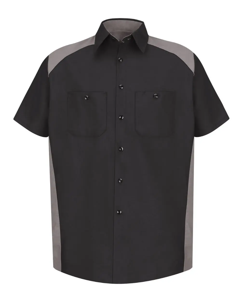 Red Kap Men's Short Sleeve Motorsports Shirt in Black/ Silver