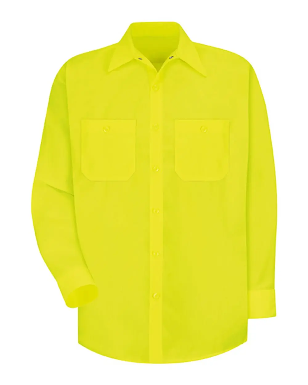 Red Kap Men's Tall Enhanced Visibility Long Sleeve Work Shirt in Fluorescent Yellow