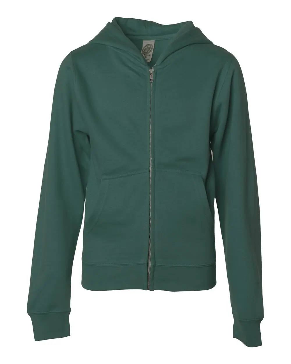 Independent Trading Co. Youth Midweight Full-Zip Hooded Sweatshirt in Alpine Green