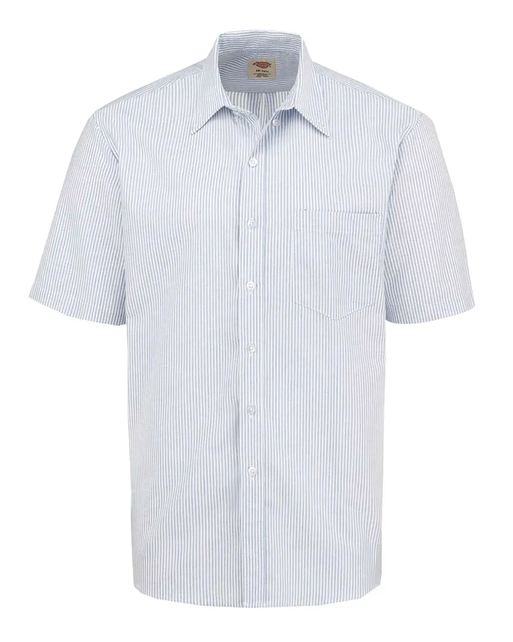 Dickies Men's Short Sleeve Oxford Shirt in Blue/ White Stripe