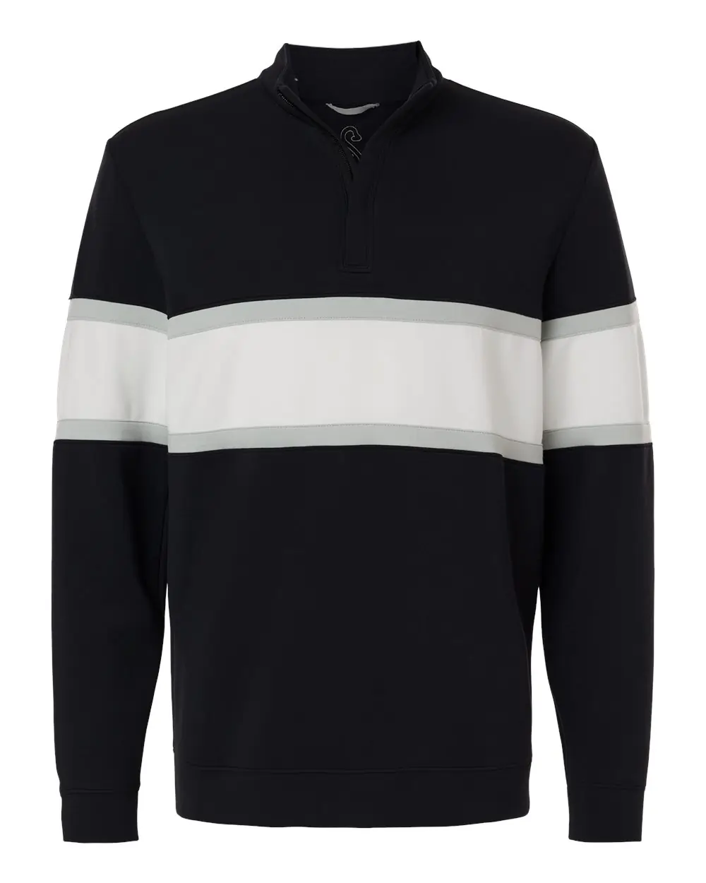Swannies Men's Owen Quarter-Zip Colorblock Pullover in Black/ White