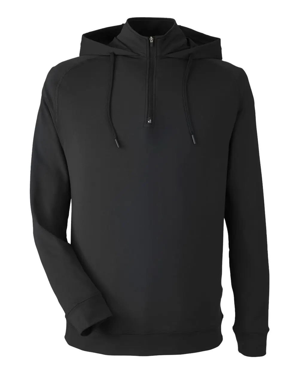 Swannies Unisex Vandyke Quarter-Zip Hooded Pullover in Black/ Black