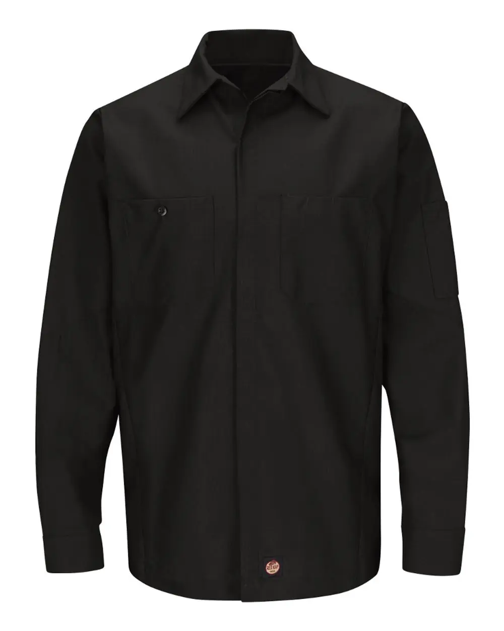 Red Kap Men's Tall Long Sleeve Automotive Crew Shirt in Black