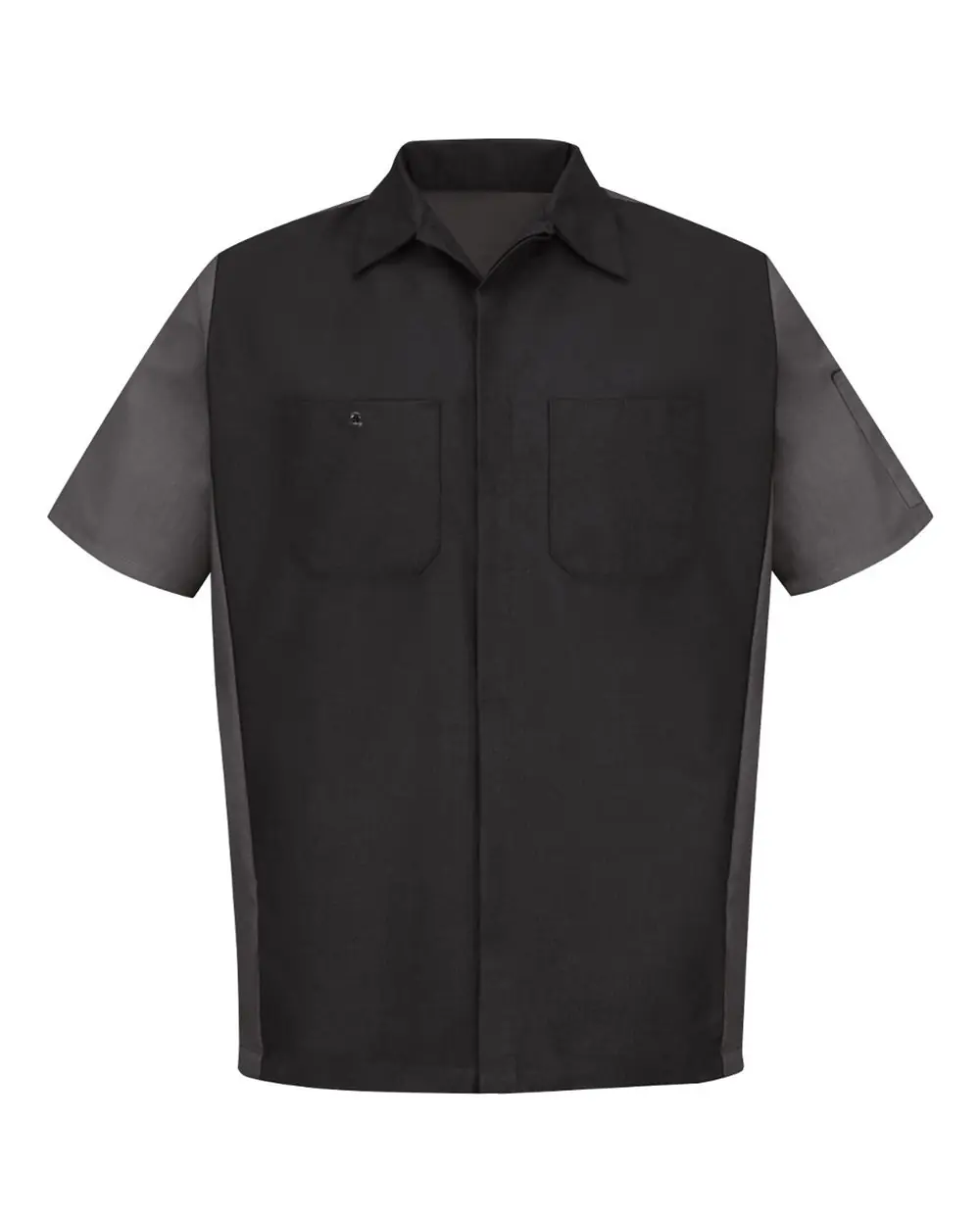 Red Kap Men's Tall Short Sleeve Automotive Crew Shirt in Black/ Charcoal