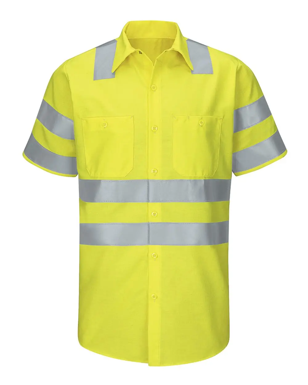 Red Kap Men's Enhanced & Hi-Visibility Work Shirt in AB-Fluorescent Yellow/ Green