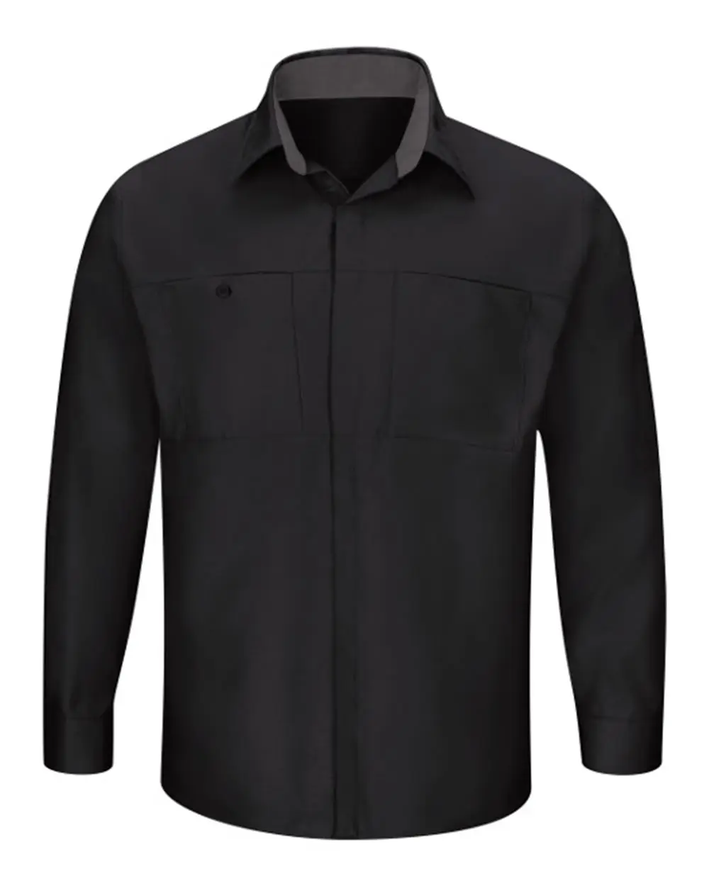 Red Kap Men's Tall Performance Plus Long Sleeve Shirt with OilBlok Technology in Black/ Charcoal