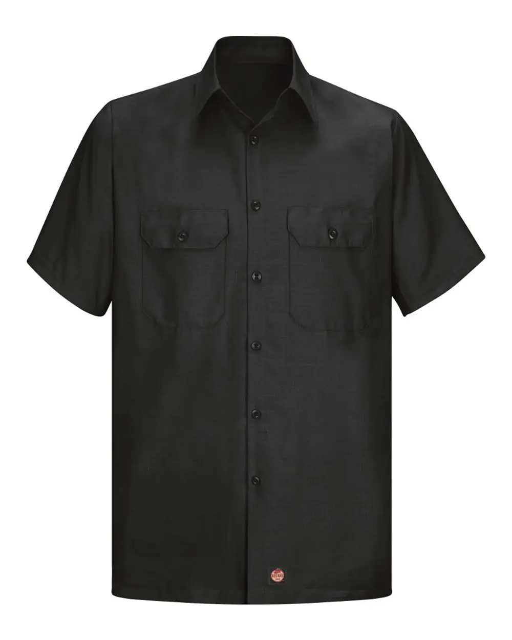 Red Kap Men's Tall Ripstop Short Sleeve Work Shirt in Black