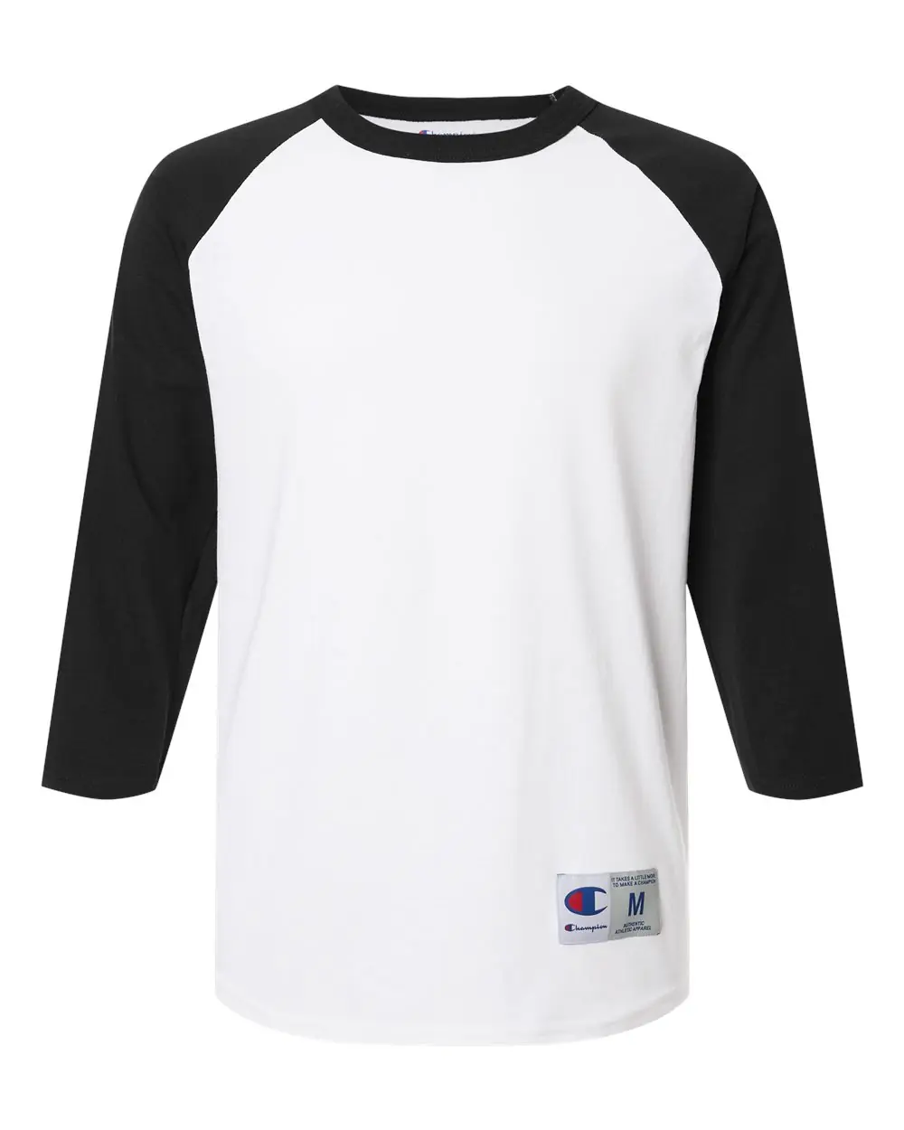Champion Unisex Raglan Sleeve Baseball T-Shirt in White/ Black