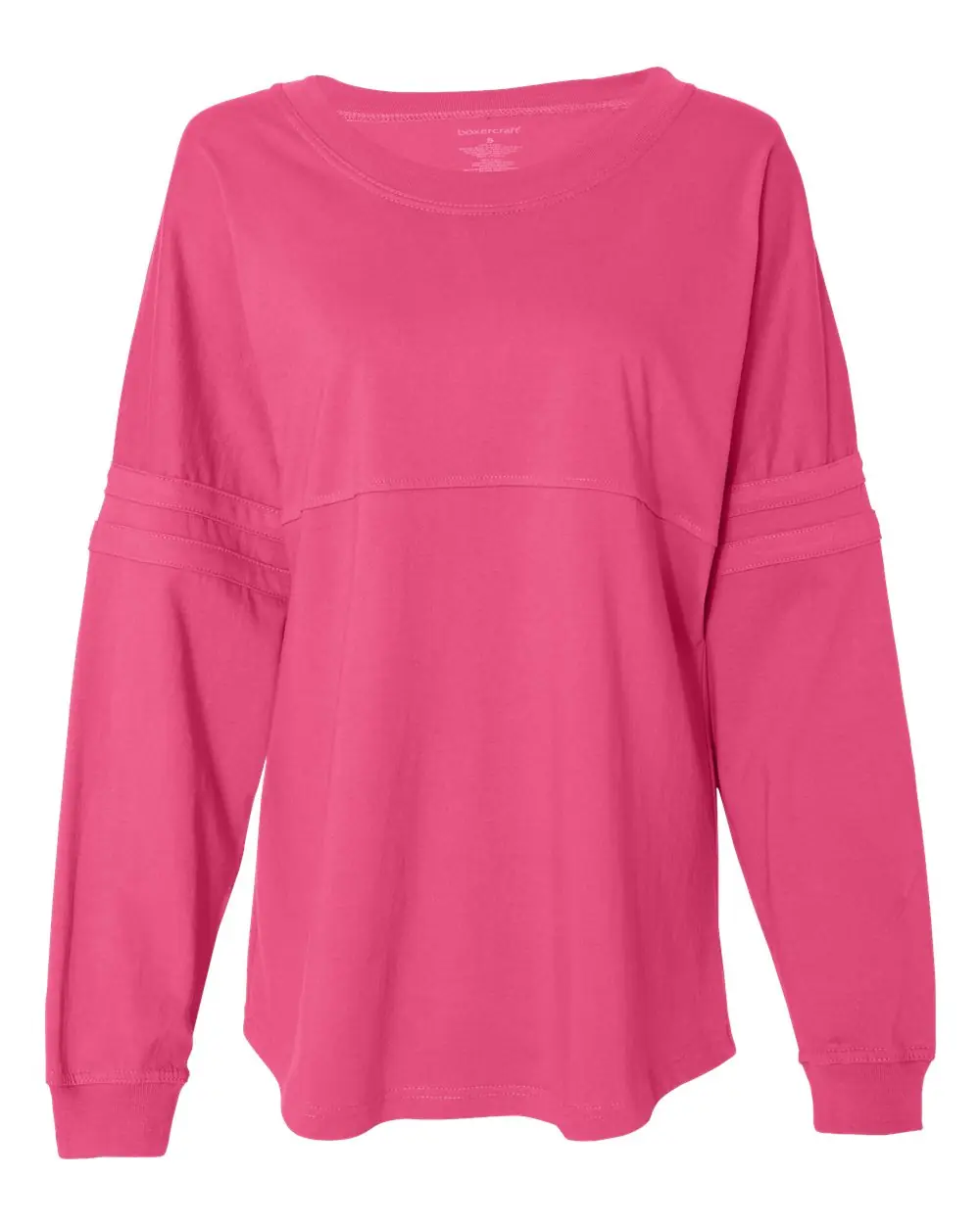 Boxercraft Women's Jersey Pom Pom Long Sleeve T-Shirt in Fuchsia