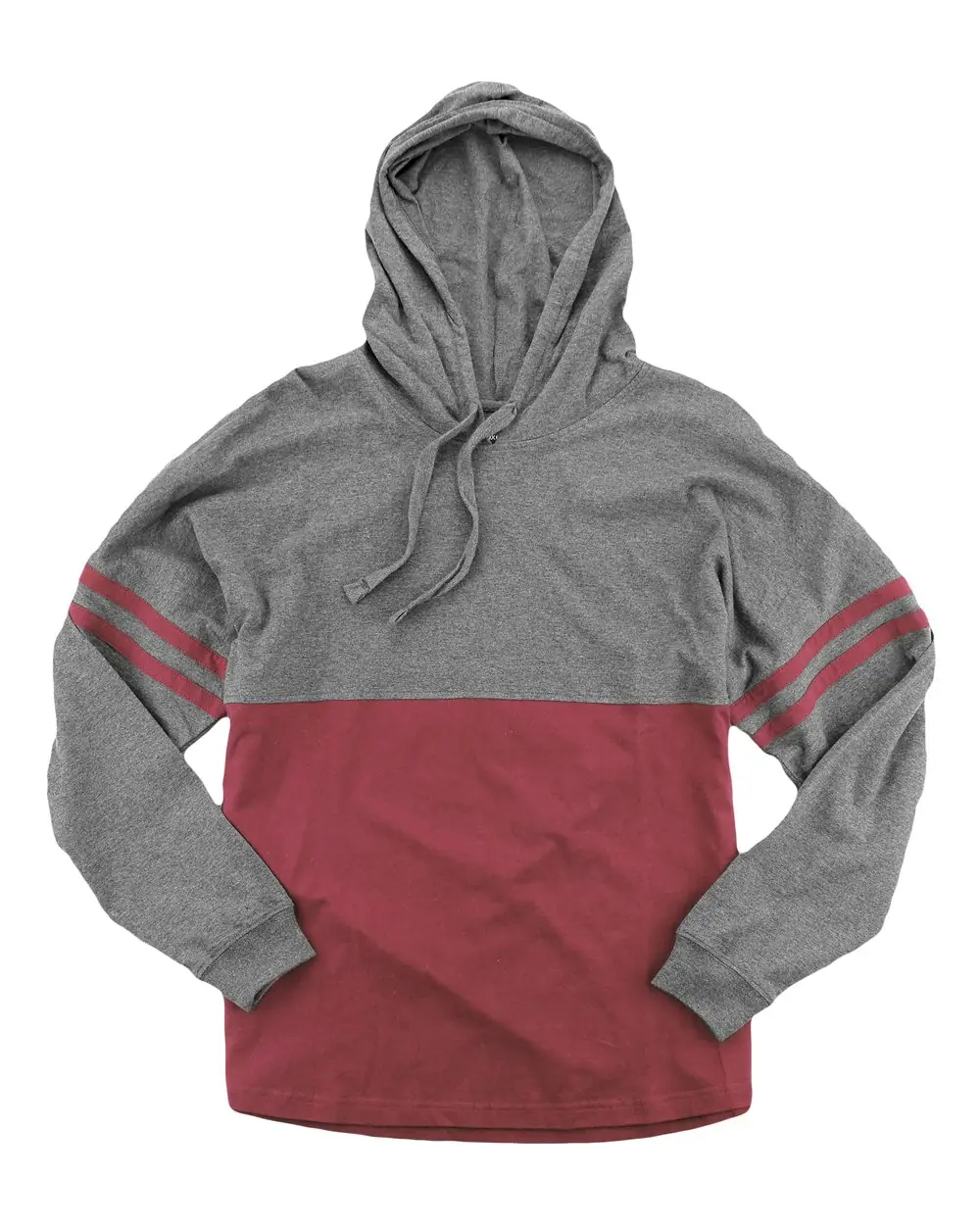 Boxercraft Women's Hooded Pom Pom Jersey T-Shirt in Granite/ Garnet
