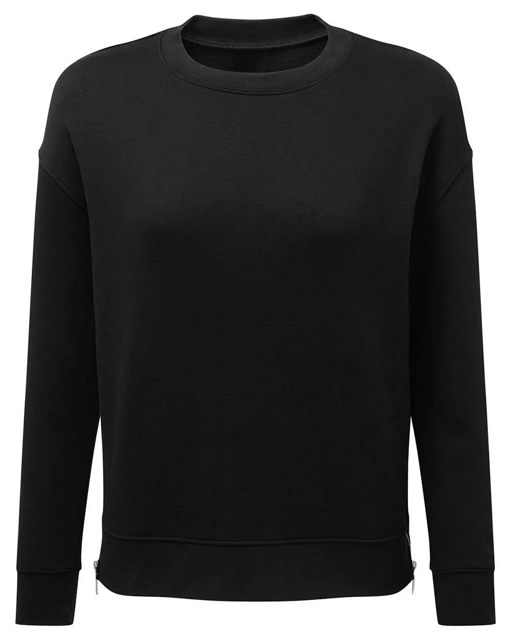 TriDri Women's Billie Side-Zip Crewneck Sweatshirt in Black