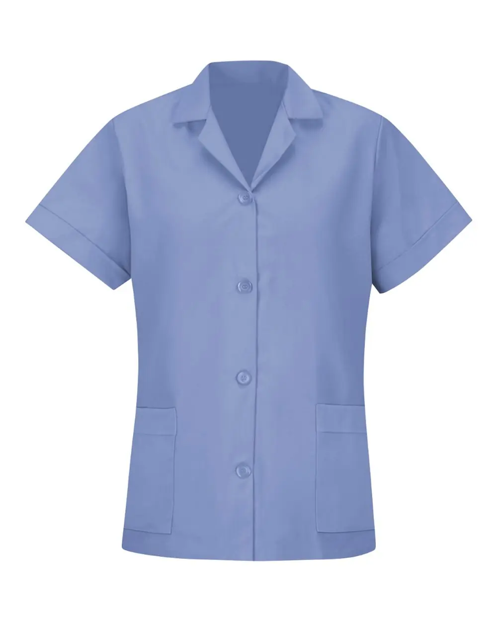 Red Kap Women's Loose Fit Short Sleeve Button Smock in Light Blue