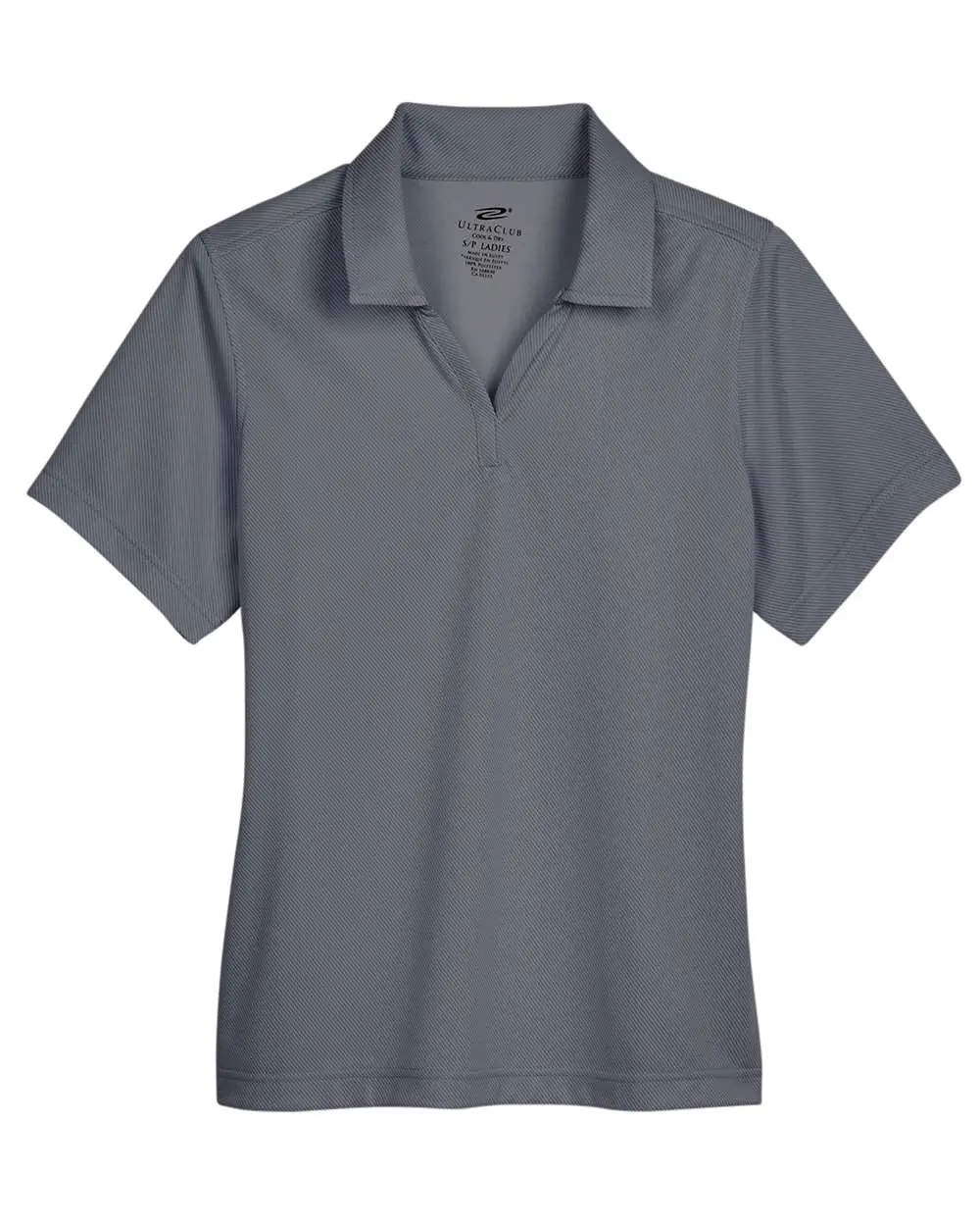 UltraClub Women's Cavalry Twill Performance Polo in Charcoal/ Navy