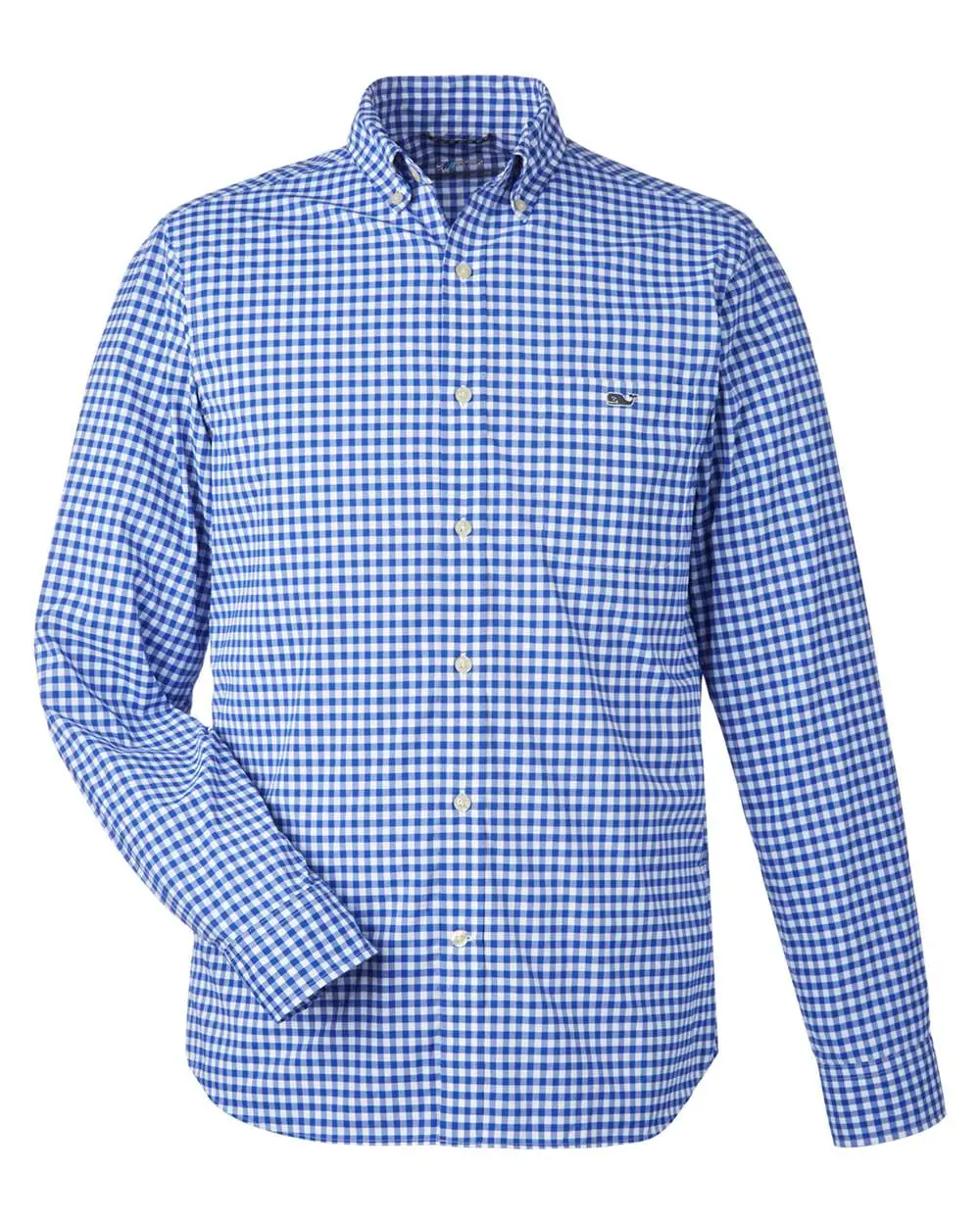 vineyard vines Men's On-The-Go Nylon Gingham Shirt in Martime Blue