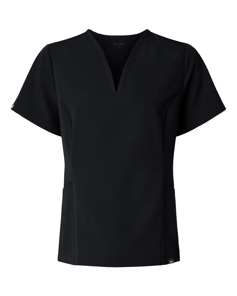 Jaanuu Women's Calix Fit & Flare Scrub V-Neck Top in Black