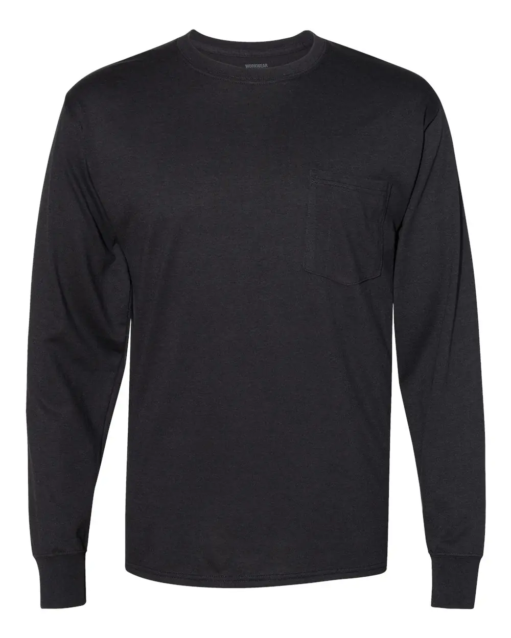 Hanes Unisex Workwear Long Sleeve Pocket T-Shirt in Black