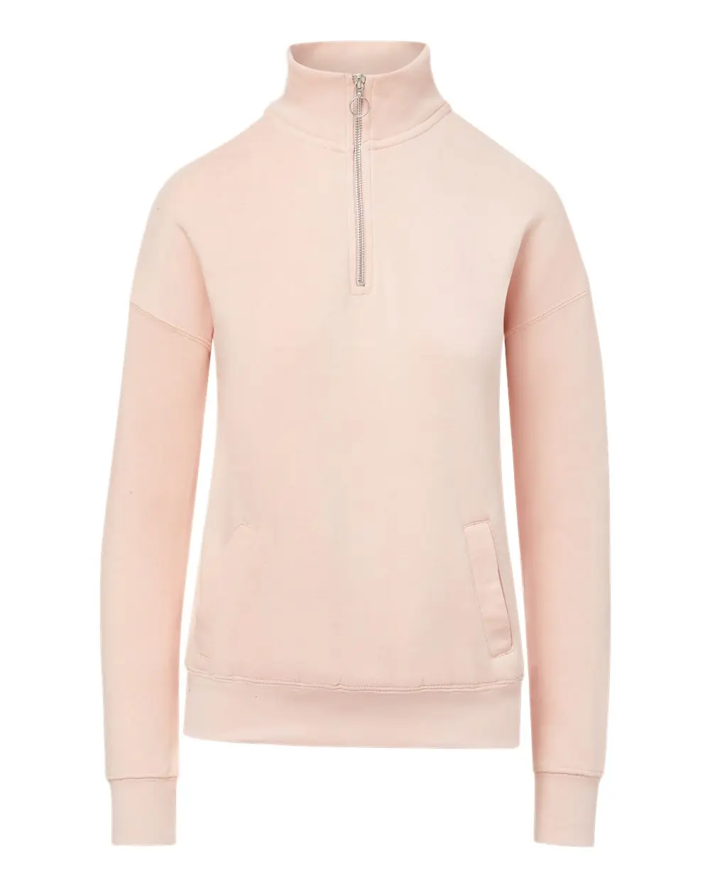 MV Sport Women's Cloud Fleece Quarter-Zip Sweatshirt in Cameo Pink