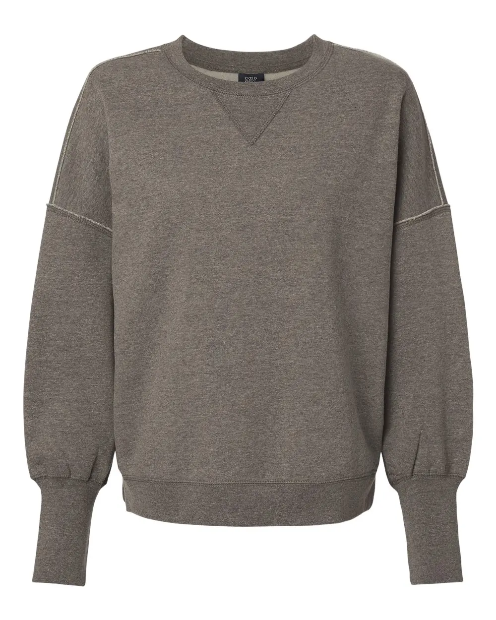 MV Sport Women's Sueded Fleece Crewneck Sweatshirt in Charcoal