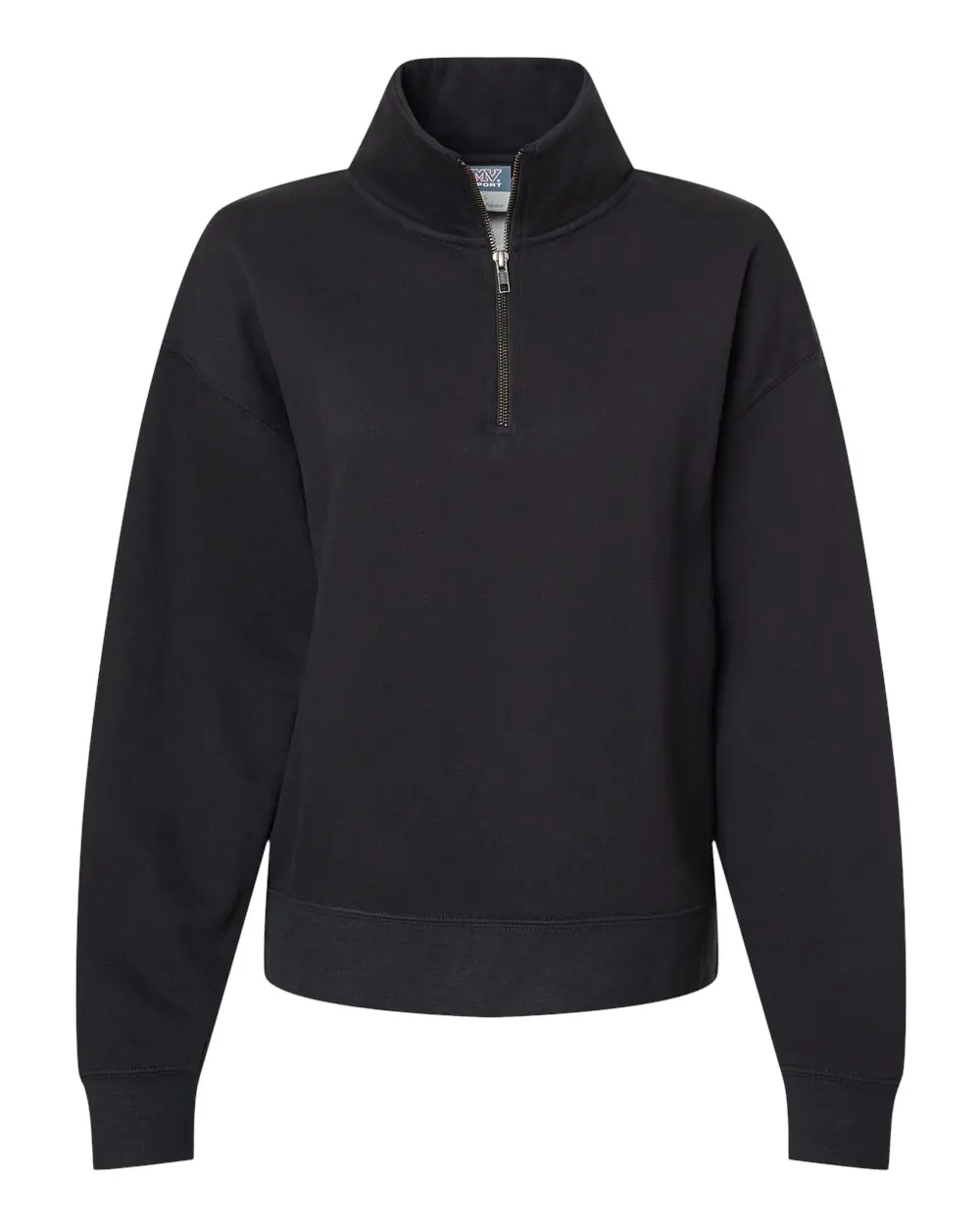 MV Sport Women's Sueded Fleece Quarter-Zip Sweatshirt in Black