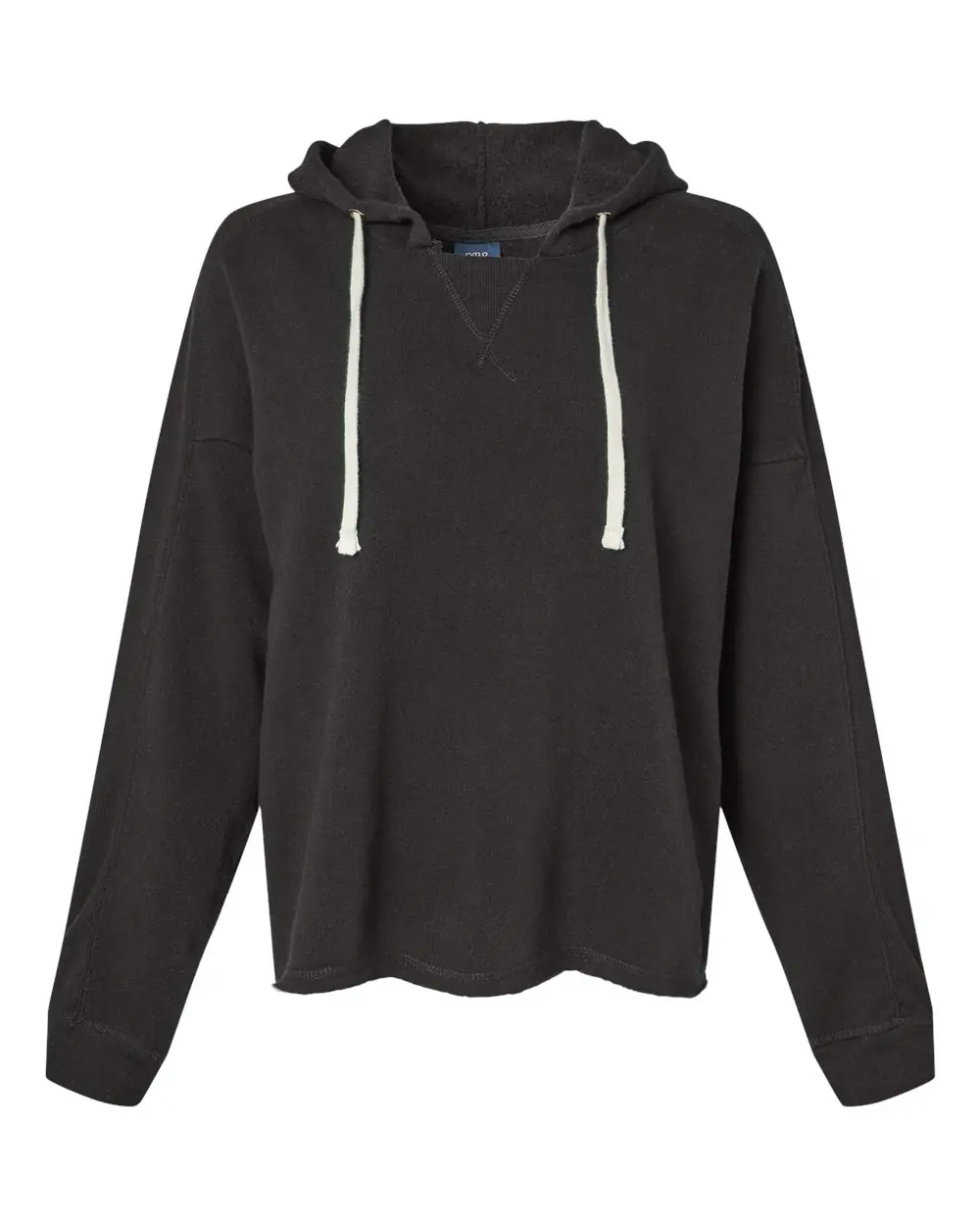 MV Sport Women's Angel Fleece Crop Hooded Sweatshirt in Black