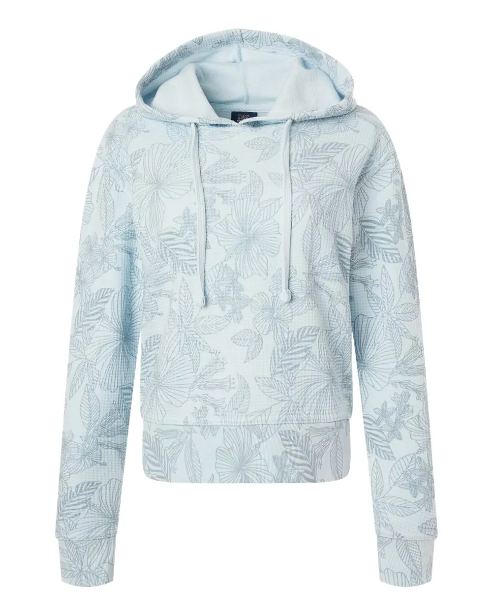 MV Sport Women's Maddie Floral Print Hooded Sweatshirt in Arctic Blue